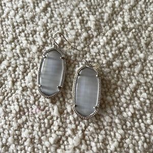 Kendra Scott Elle Silver Drop Earrings in Slate Cats Eye